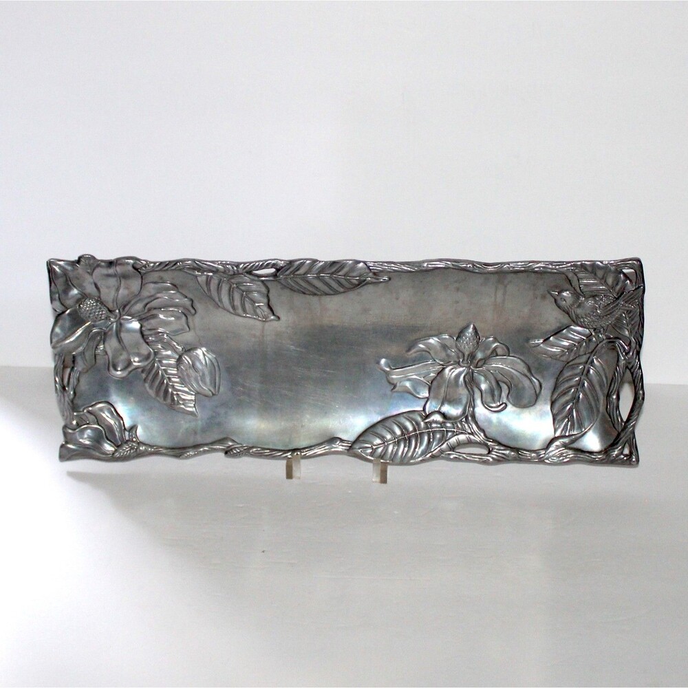 Arthur Court Aluminum Tray Magnolia 2001 19" x 6" table decor